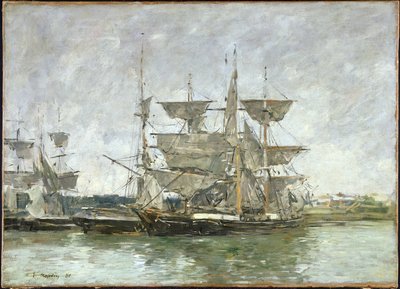 Boats in the Port, Deauville by Eugene Louis Boudin